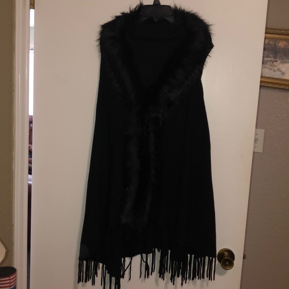 Faux fur trimmed sweater